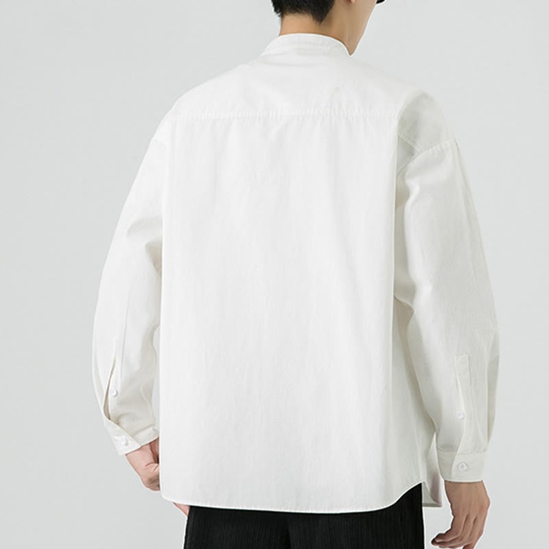 Solid Color Frog-button Tang Suit Cotton Men's Jacket Shirt