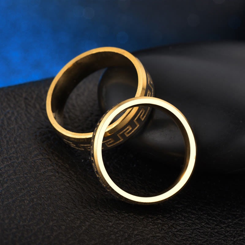 Tibetan Great Wall Pattern Titanium Steel Balance Ring