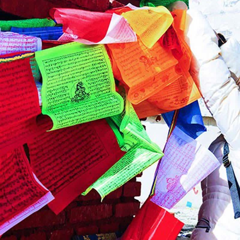Tibetan 5 Colors Windhorse Auspicious Outdoor 25 Pcs Prayer Flag