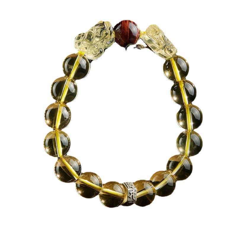 Natural Citrine Double PiXiu Tiger Eye Prosperity Protection Bracelet
