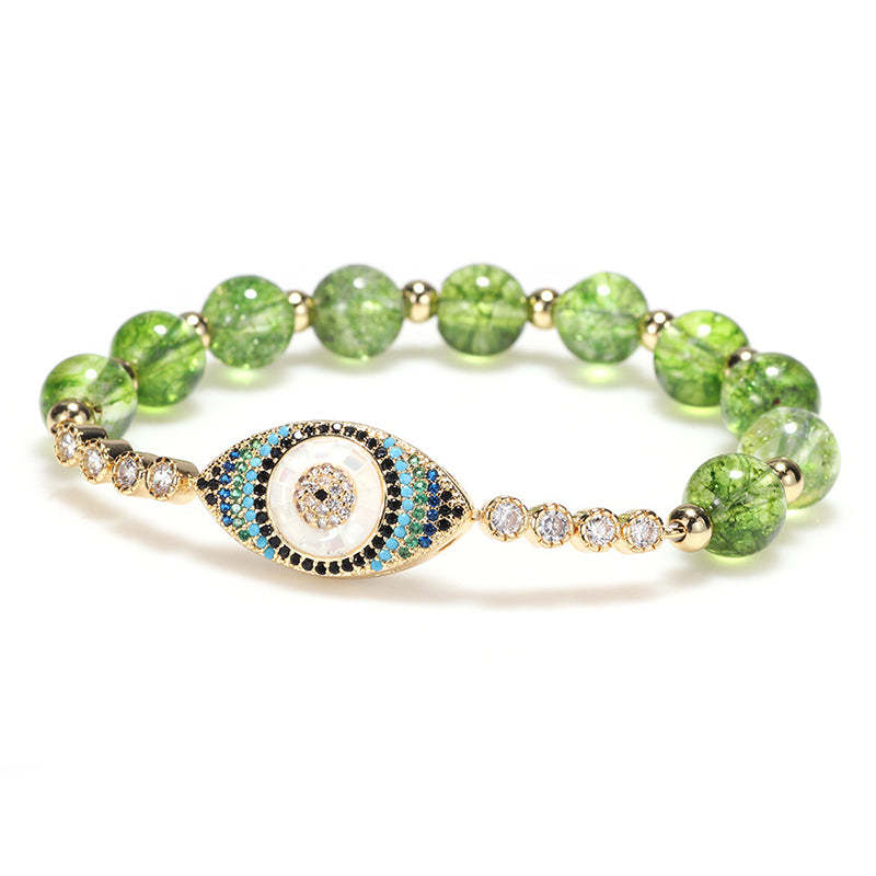 Natural Peridot Evil Eye Abundance Bracelet