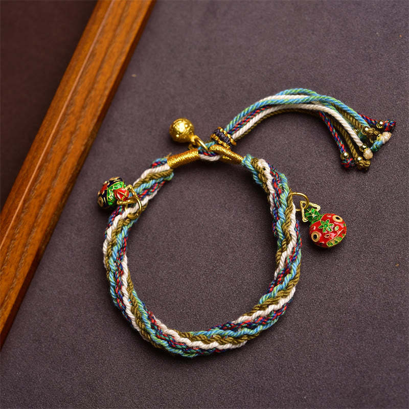 Handmade Gold Swallowing Beast Family Healing Reincarnation Knot Braid Bracelet