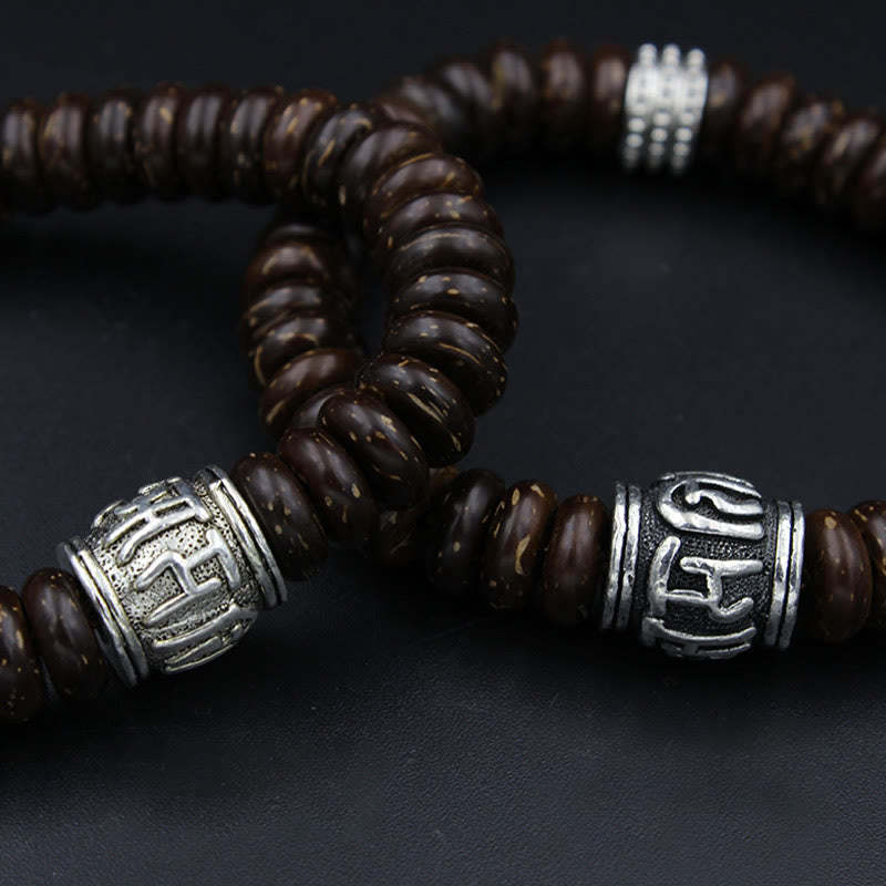 Natural Tibetan Coconut Shell Om Mani Padme Hum Positive Bracelet