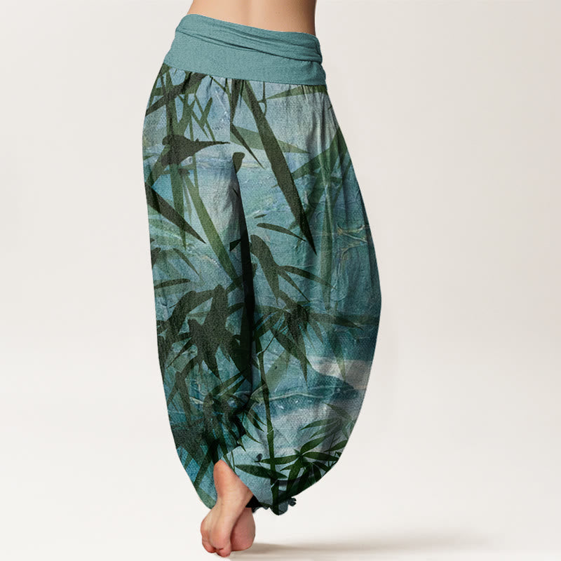 Mountains River Bamboo Pattern Women's Elastic Waist Harem Pants