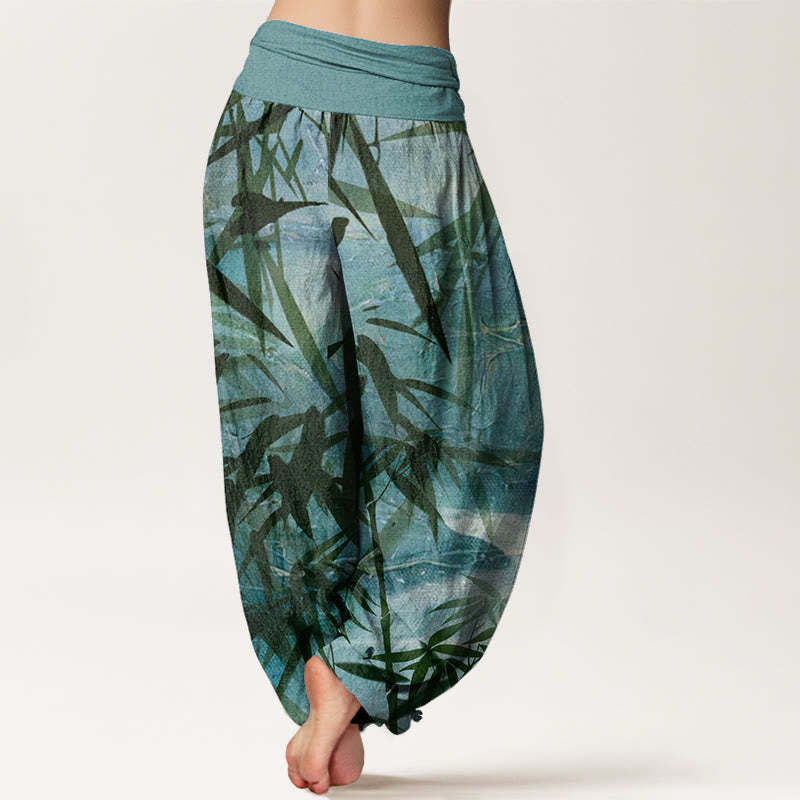 Mountains River Bamboo Pattern Women's Elastic Waist Harem Pants