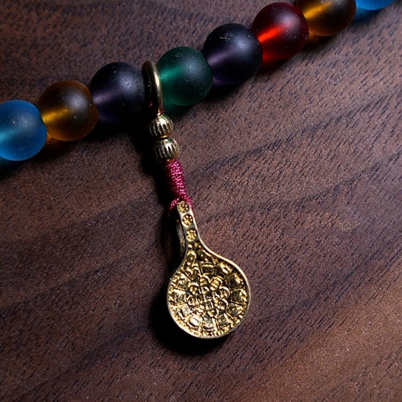 Tibetan 108 Mala Beads Multicolored Liuli Glass Bead Chinese Zodiac Nine Palaces Eight Diagrams Charm Bracelet
