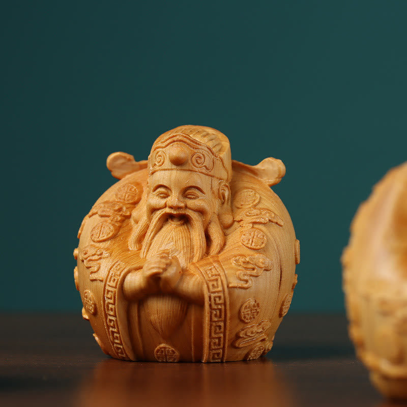 Handcrafted FengShui Mini Three Stars Tsai Shen Thuja Sutchuenensis Wood Prosperity Decoration