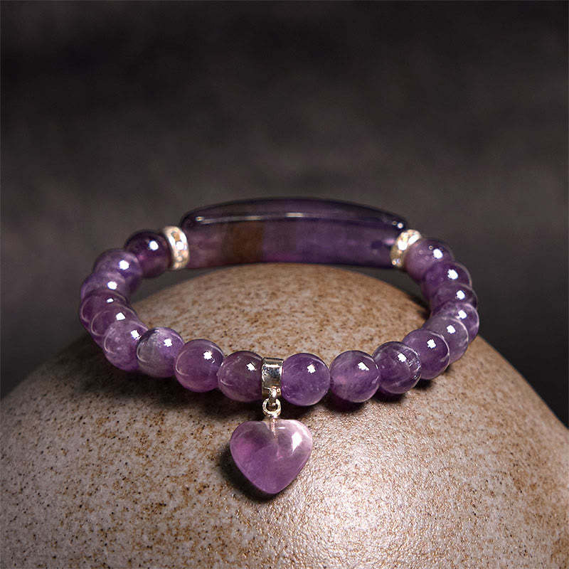 Natural Quartz Love Heart Healing Beads Bracelet