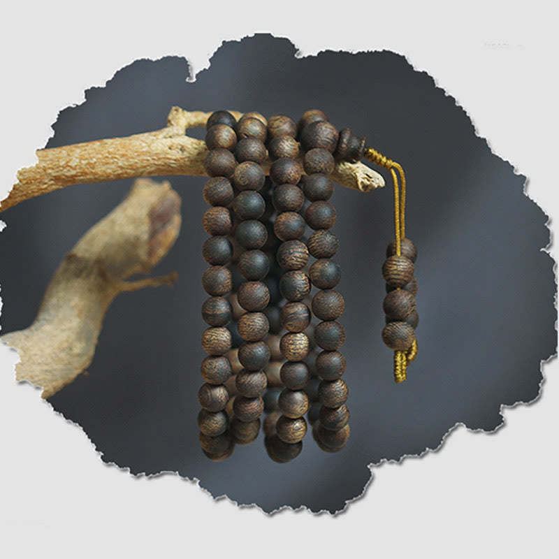 7mm 108 Mala Beads Nha Trang Qinan Agarwood Peace Strength Bracelet