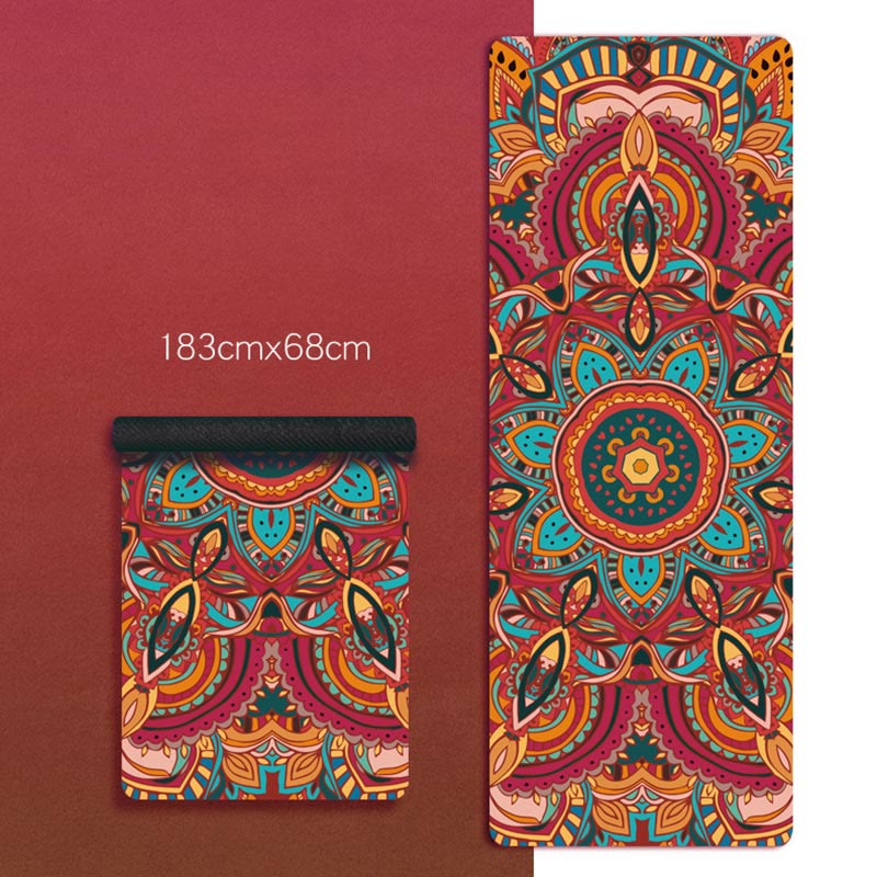 Tibetan Mandala Elephant Lotus Koi Fish Mindful Natural Rubber Yoga Mat Decoration