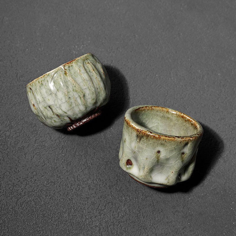Handcrafted Simple Cracked Ice Texture Chinese Jianzhan Ceramic Teacup Kung Fu Tea Cup