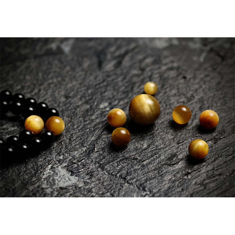 Tibetan 108 Mala Beads Black Onyx Tiger Eye Beads Nine Palaces Bagua Protection Bracelet