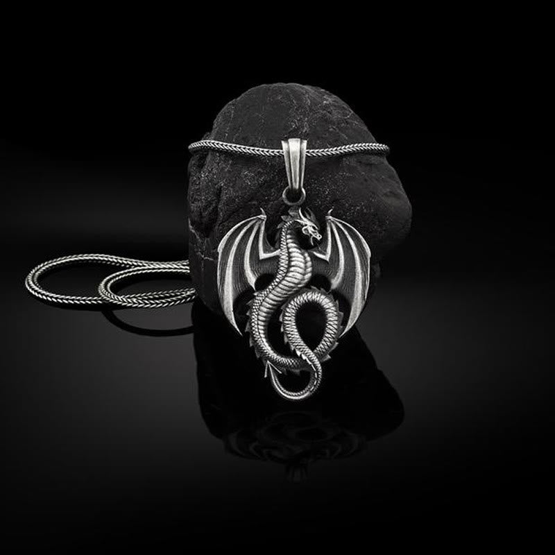Pure Tin Dragon Luck Success Necklace Pendant
