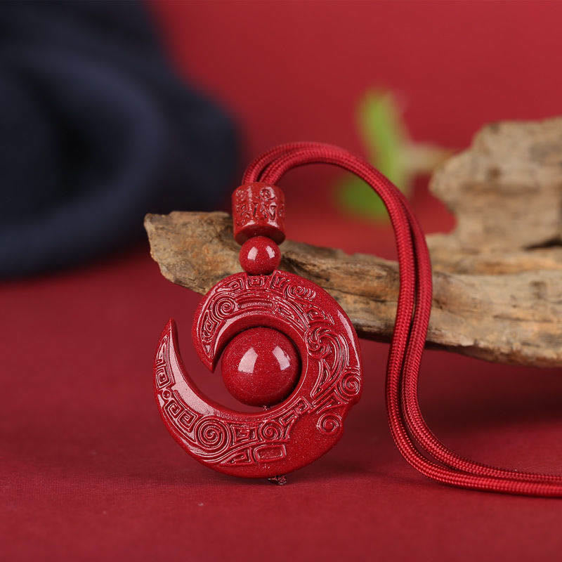 One's Luck Improves Design Patern Natural Cinnabar Concentration Necklace Pendant