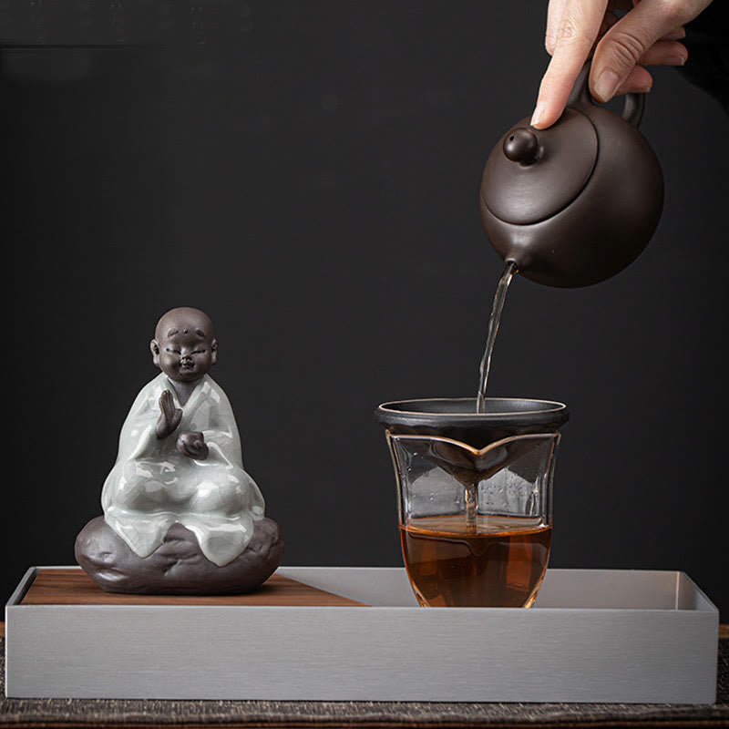 Little Zen Monk Hat Strainer Ceramic Tea Accessories Figurine Home Decoration