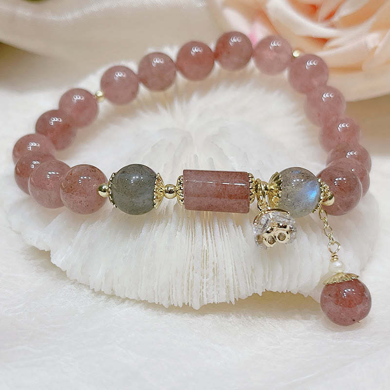 Natural Strawberry Quartz Moonstone Love Bracelet