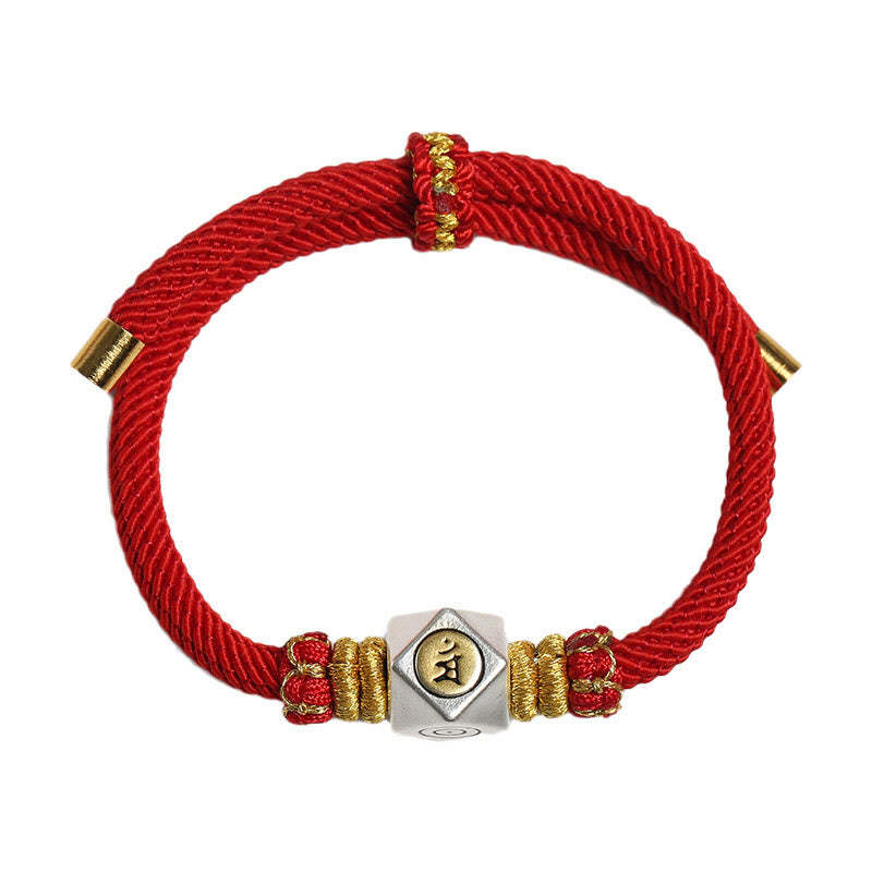 999 Sterling Silver Chinese Zodiac Natal mystic zen Red Rope Luck Strength Handcrafted Kids Bracelet