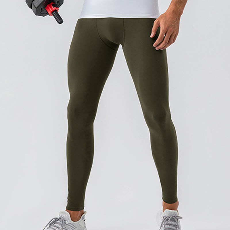 Plain High Waist Elastic Breathable Sports Men's Leggings Pants