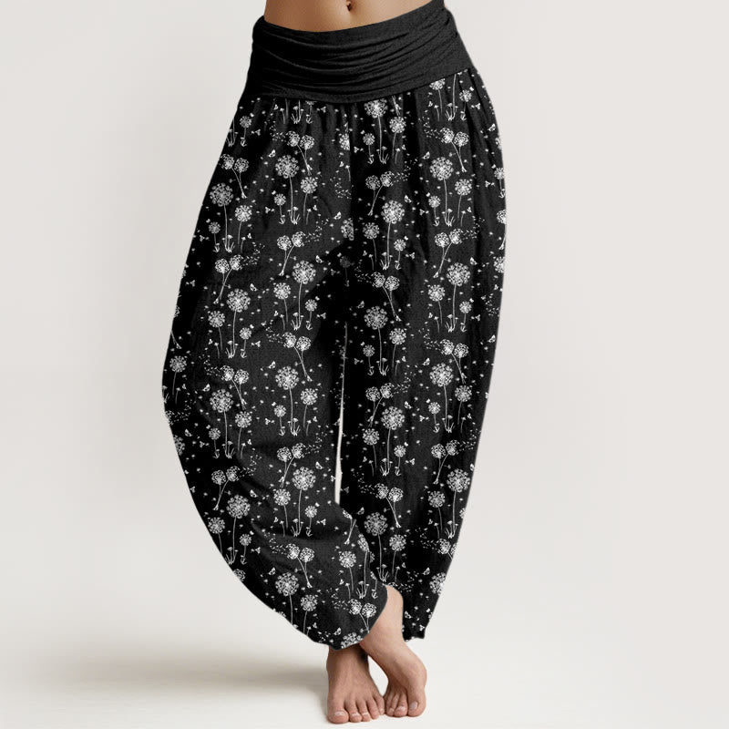 Dandelion Totem Pattern Women's Elastic Waist Harem Pants