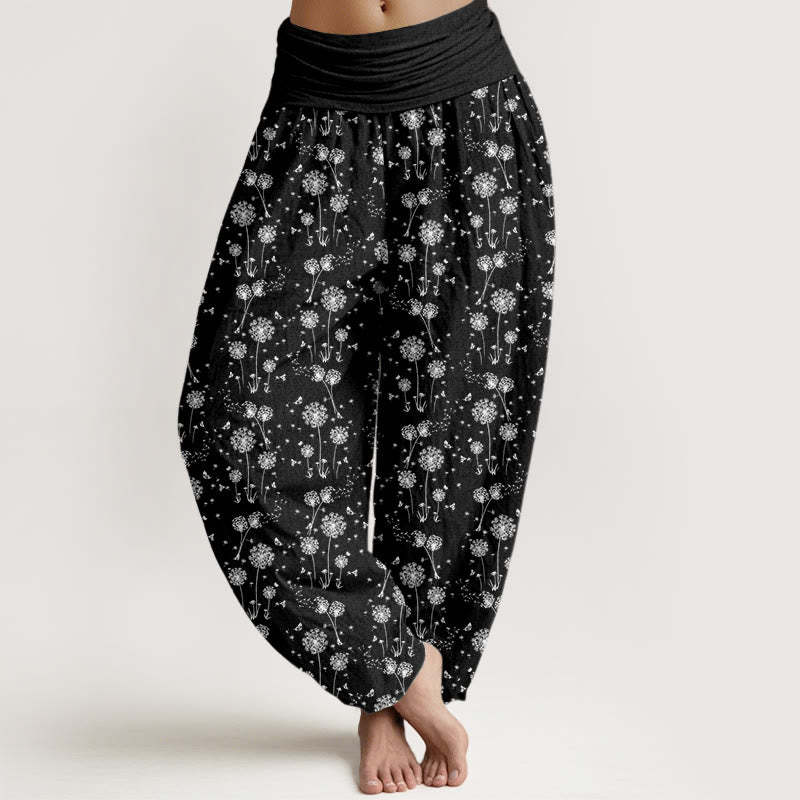 Dandelion Totem Pattern Women's Elastic Waist Harem Pants