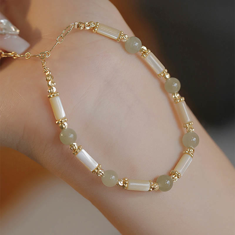 Tridacna Stone Red Agate Hetian Jade Blessing Bracelet