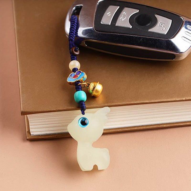 Mini Cute Deer Glowstone Luminous Lucky Deer Energy Key Chain Phone Car Hanging Decoration