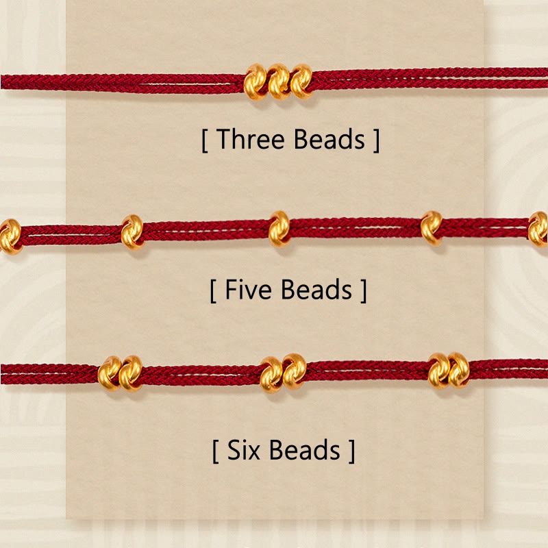 999 Gold Wish Knot Design Handmade Luck?Braided Rope Bracelet