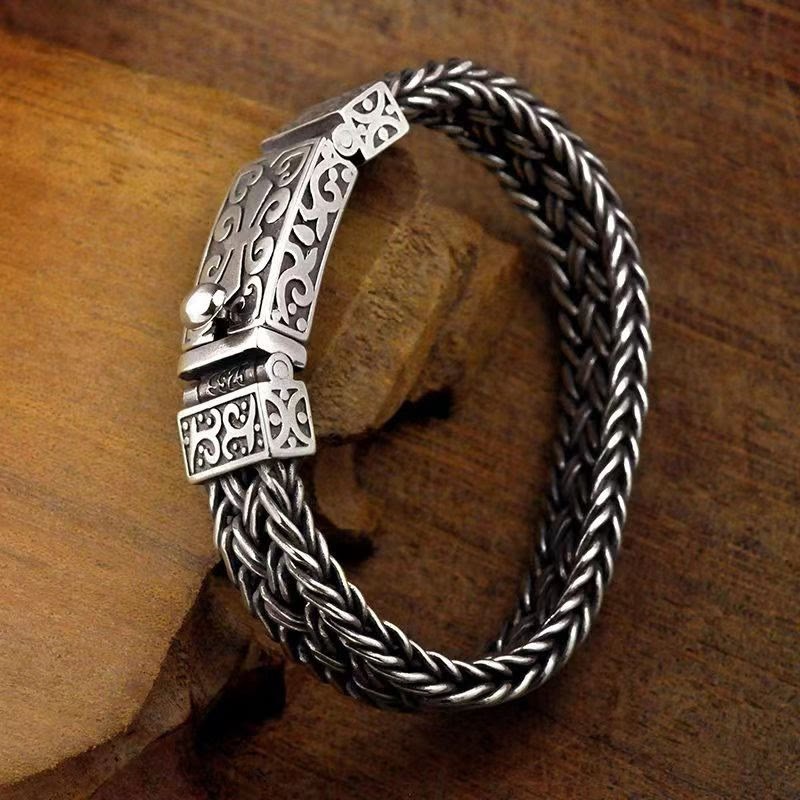 Retro Vine Totem Pattern Braided Healing Chain Bracelet