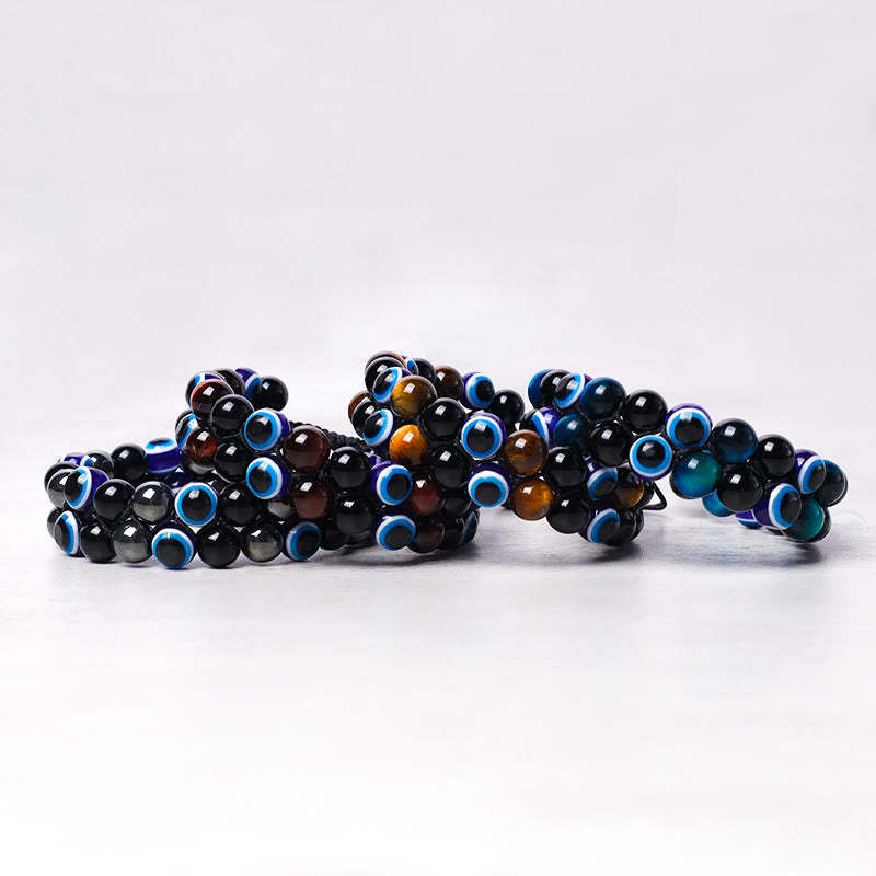 Evil Eye Hematite Tiger Eye Protection Beaded Bracelet