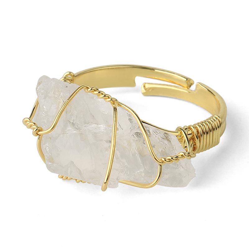 Natural Crystal Gemstone Amethyst Adjustable Ring