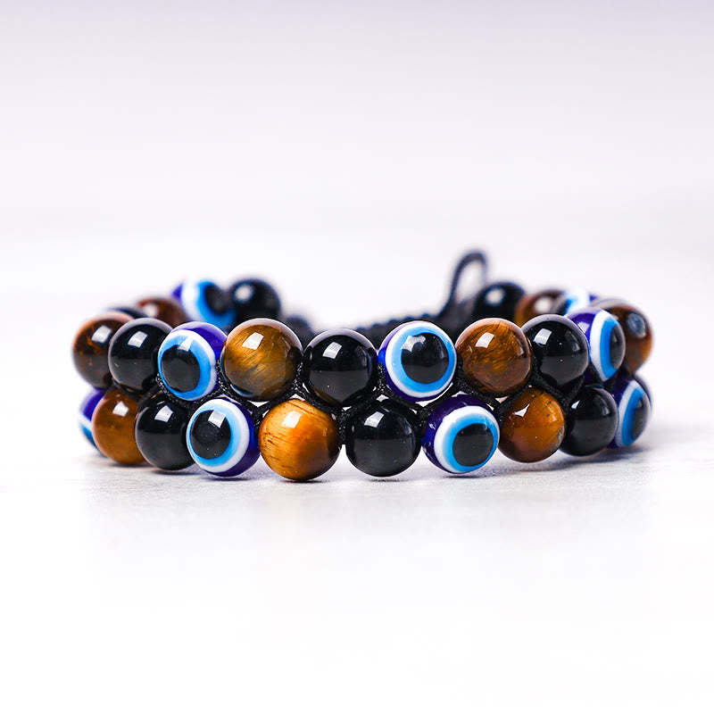 Evil Eye Hematite Tiger Eye Protection Beaded Bracelet