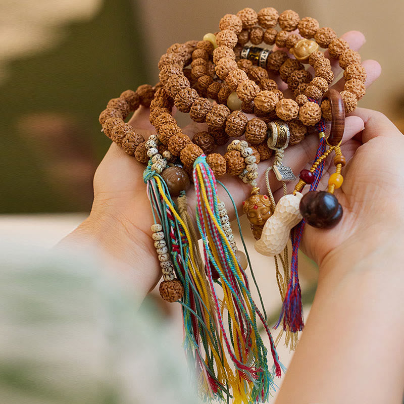 Tibet Rudraksha Bodhi Seed Amulet Wealth Luck Bracelet