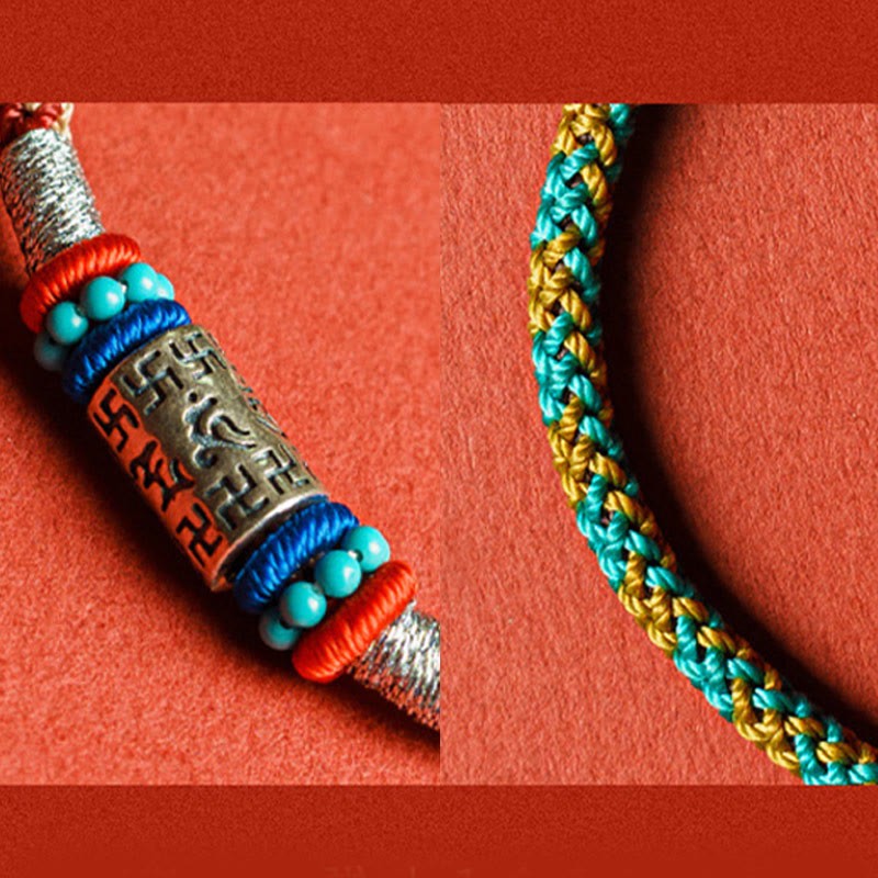 Colorful String Six True Words 925 Silver Focus Bracelet