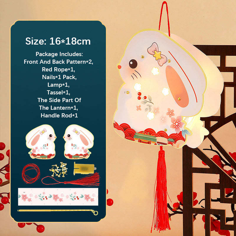 DIY Good Luck Cute Rabbit Paper Lantern Lamp Mid-Autumn Festival Lantern Decoration