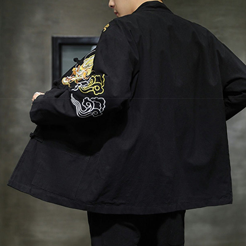 Dragon Auspicious Cloud Embroidery Clothing Chinese Tang Suit Jacket Men Clothing