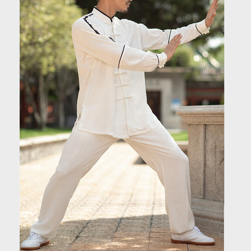 Solid Color Cotton Linen Meditation Prayer Spiritual Zen Tai Chi Qigong Practice Unisex Clothing Set