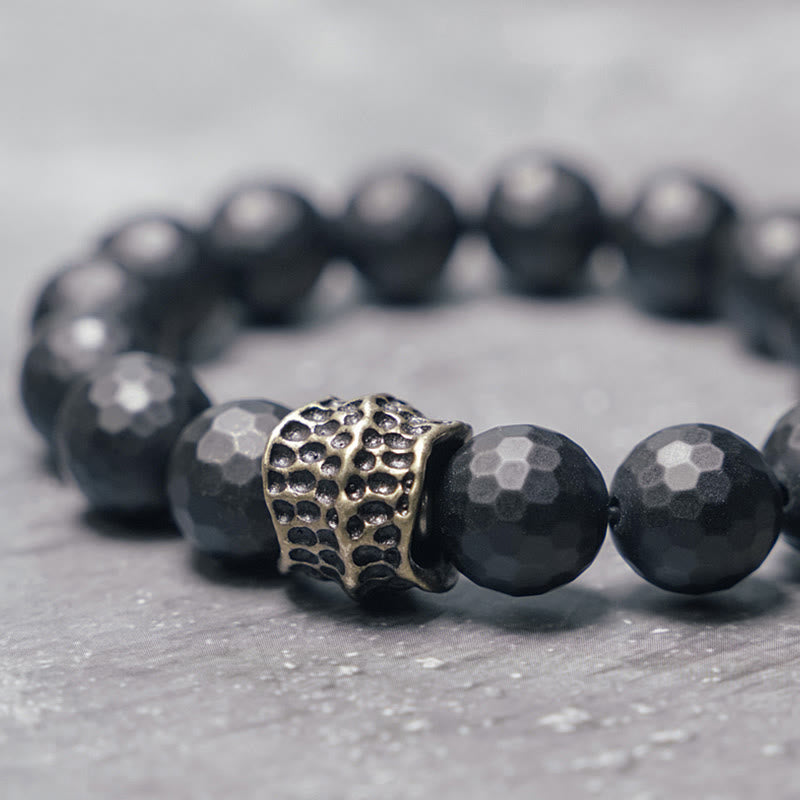 Matte Frosting Black Onyx Copper Brass Protection Bracelet