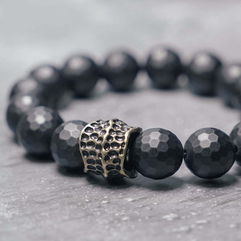 Matte Frosting Black Onyx Copper Brass Protection Bracelet