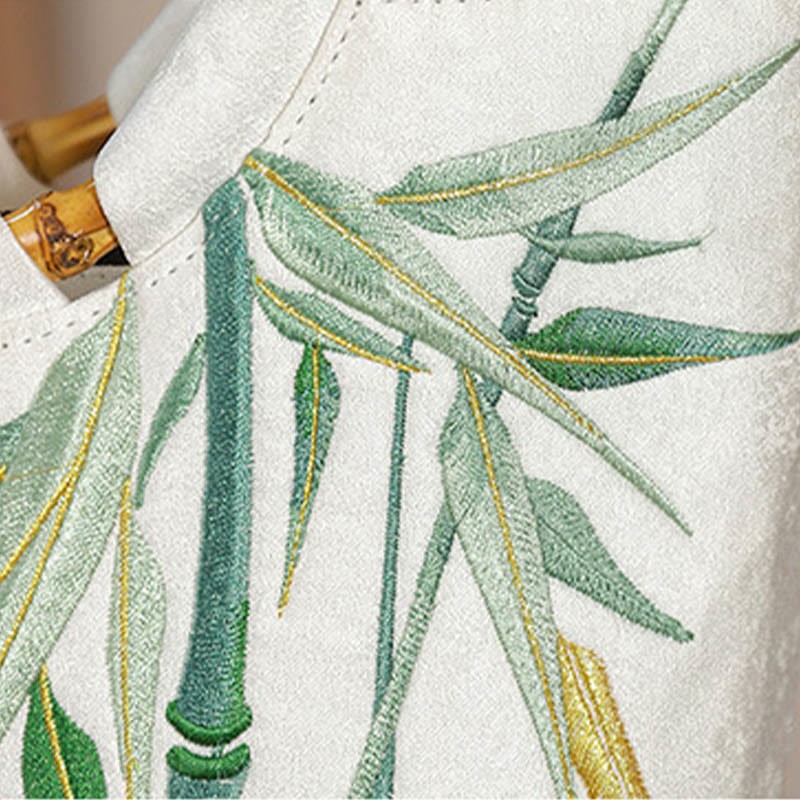 Embroidery Bamboo Handle Tassel Handbags