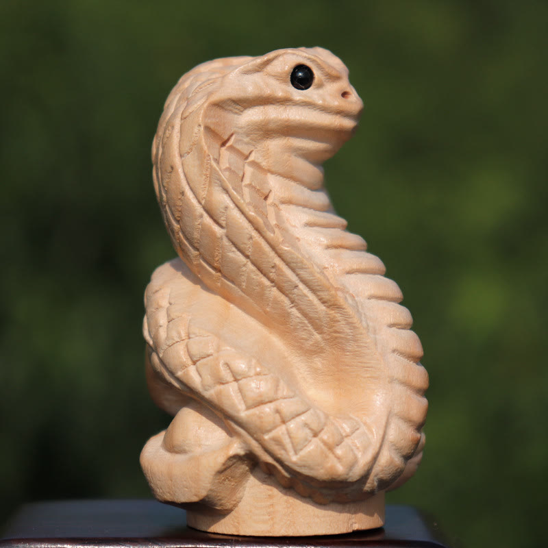 Year Of The Snake Chinese Zodiac Fu Character Peach Wood Home Statue Decoration