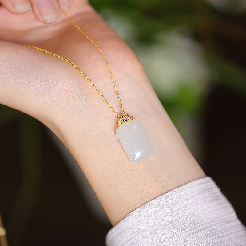 925 Sterling Silver Natural Hetian Jade Cyan Jade Luck Laughing mystic zen Butterfly Necklace Pendant