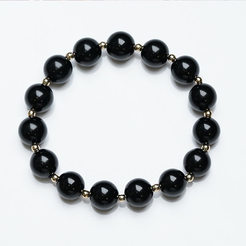 2Pcs Black Onyx Bead Support Protection String Bracelet