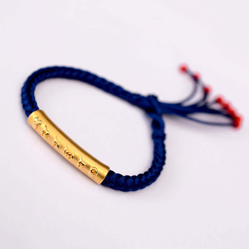 999 Sterling Silver Om Mani Padme Hum Protection Strength String Bracelet
