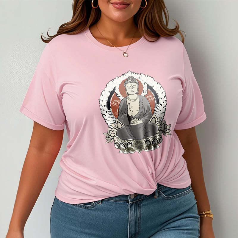 Meditating mystic zen Sitting With Lotus Pattern Tee T-shirt