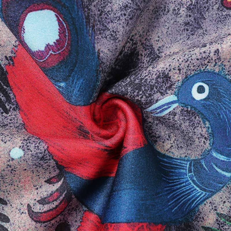 Red Blue Peacock Feather Print Pants Sports Fitness Yoga Leggings Women's Yoga Pants