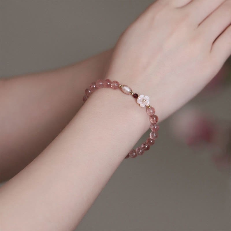Strawberry Quartz Peach Blossom Love Bracelet