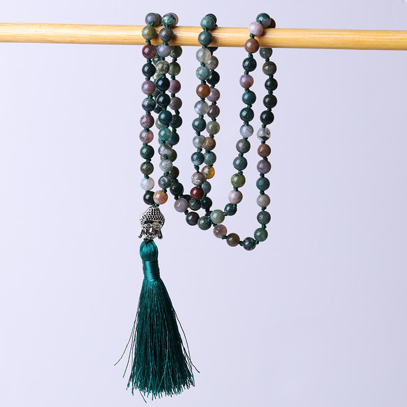 108 Mala Beads Indian Agate mystic zen Head Cleansing Bracelet