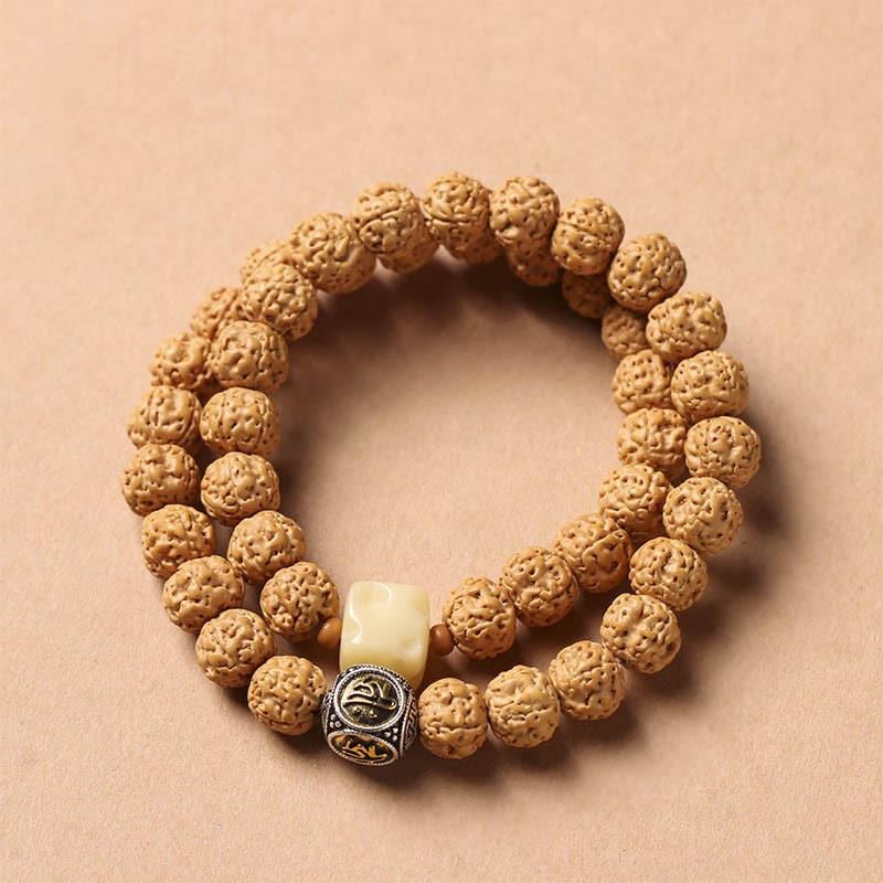 Bodhi Seed Three-eyed Dzi Bead mystic zen Hand Charm Wealth Bracelet