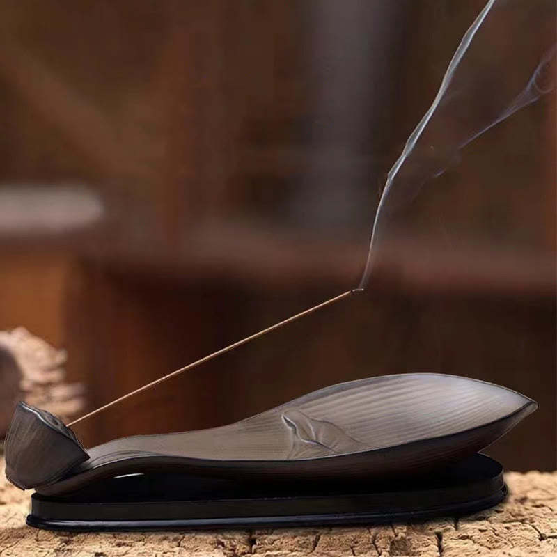 Lotus Pod Zen Healing Brown Ceramic Stick Incense Burner Decoration