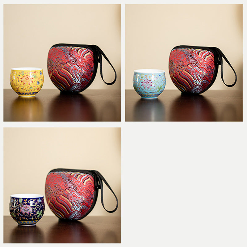 Lotus Flower Pod Pattern Ceramic Teacup Kung Fu Tea Cup 80ml